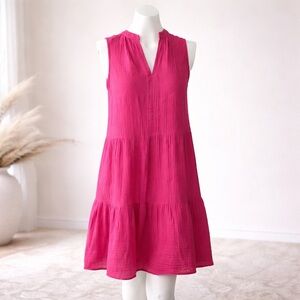 Michael Stars Pink Sleeveless Tiered Gauze Dress XS